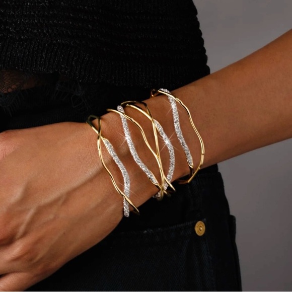 ALEXIS BITTAR • Solanales Gold Silver Crystal Cuff Bracelet - Picture 14 of 16